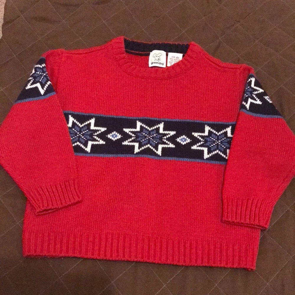 Red Patterned Size 4 Sweater